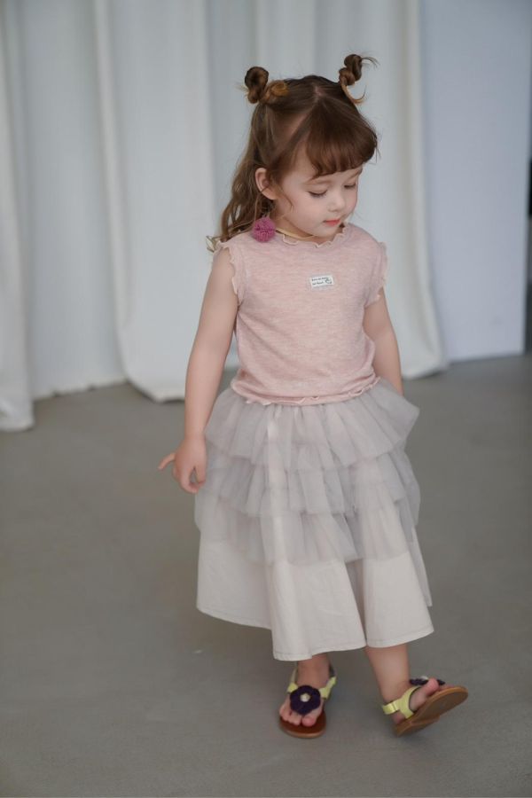 美翻拼紗半身裙 