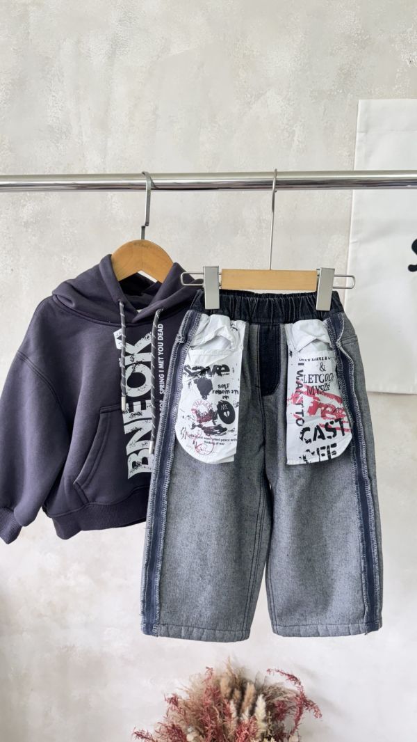 街頭潮褲！反穿滾邊牛仔加絨長褲 