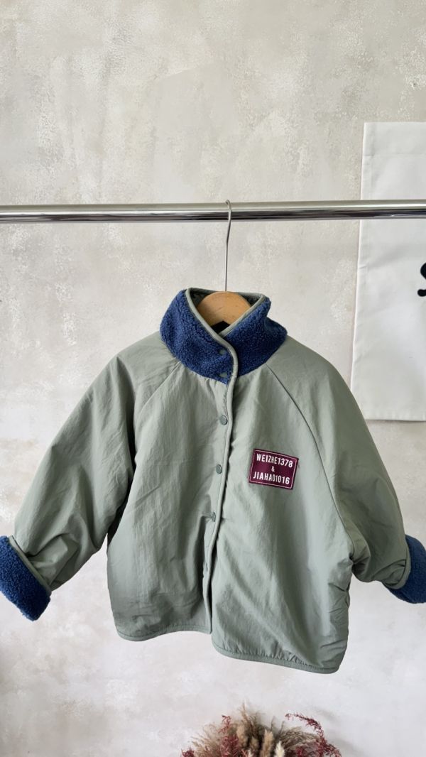 雙面穿！山系撞色異材質壓釦外套 