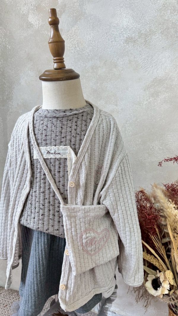 氣質薄針織開釦外套(含同款小包) 