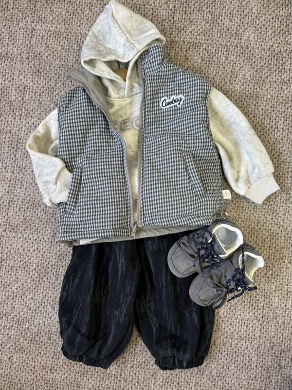 雙面穿！格紋素色百搭夾棉口袋背心 