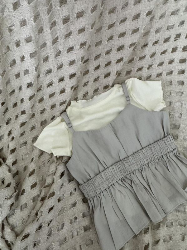 韓妞莫代爾棉光澤荷葉邊吊帶 