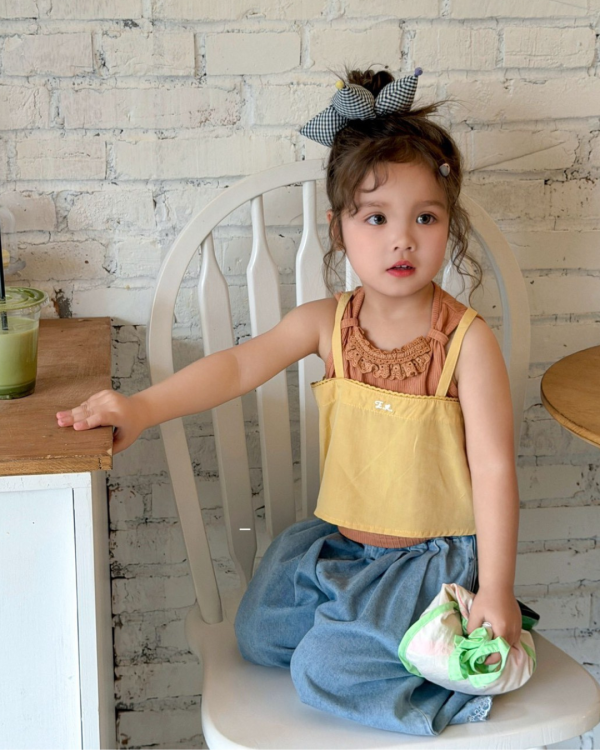 兩件套！夏日黃橘撞色背心套裝 