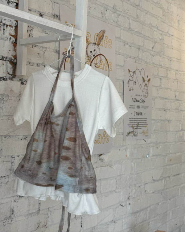 暈染掛脖背心上衣真兩件套 