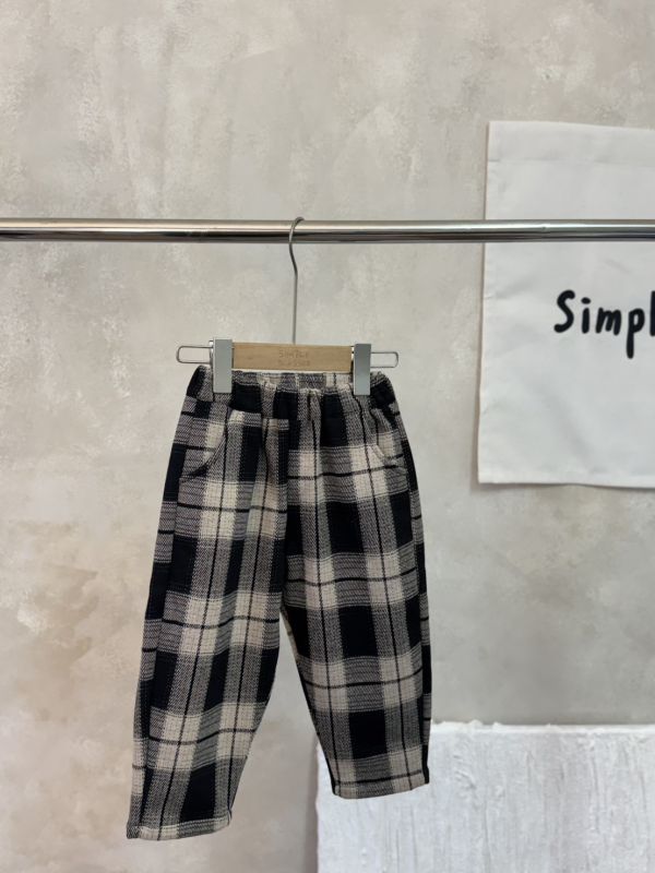 男女同款！日系毛呢格紋薄絨長褲 
