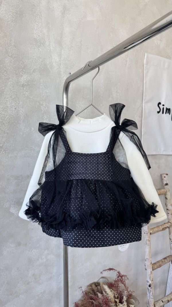 兩件套！點點拼紗背心罩衫刷毛內搭套裝 