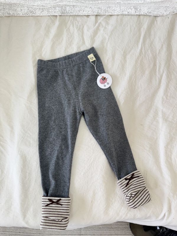 堆堆條紋灰色內搭褲 