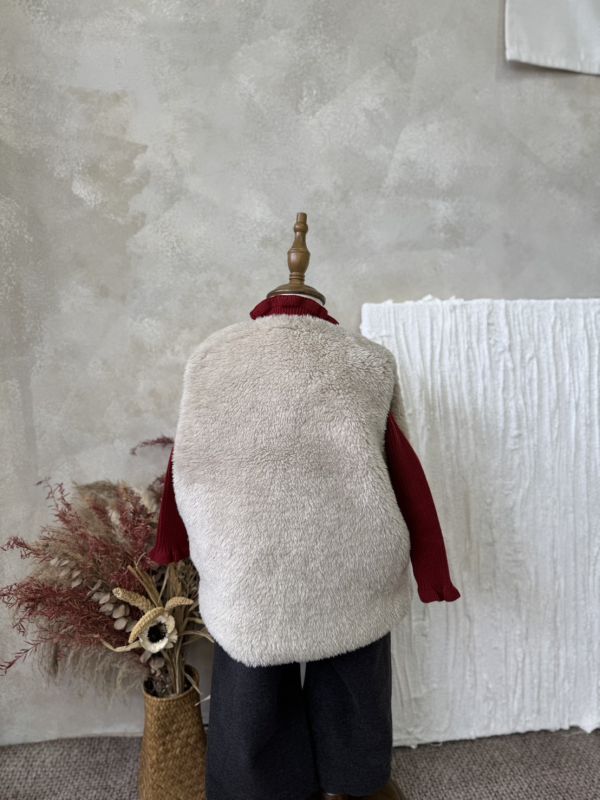 歐尼超軟毛毛中長款背心 