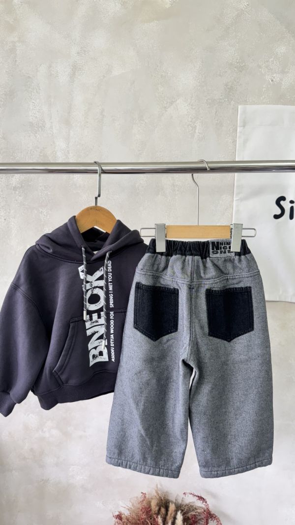 街頭潮褲！反穿滾邊牛仔加絨長褲 