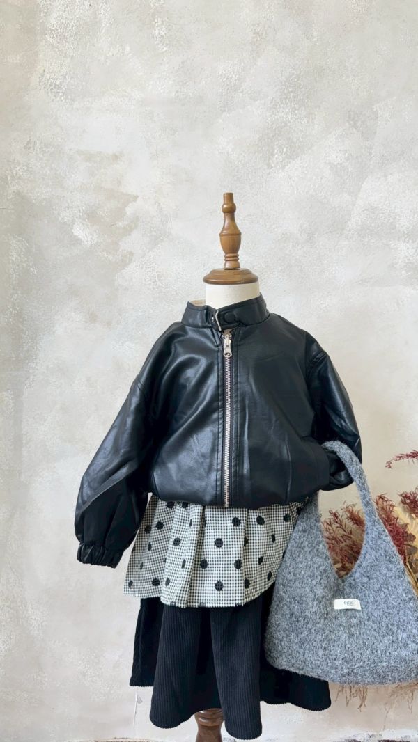 設計感！日系波點格紋拼接燈芯絨半身裙 