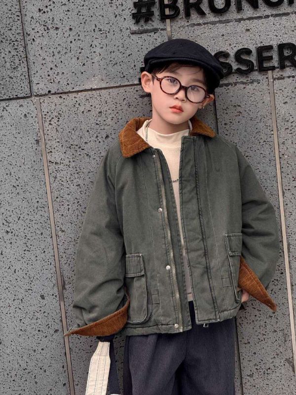 撞色領型男夾棉外套 