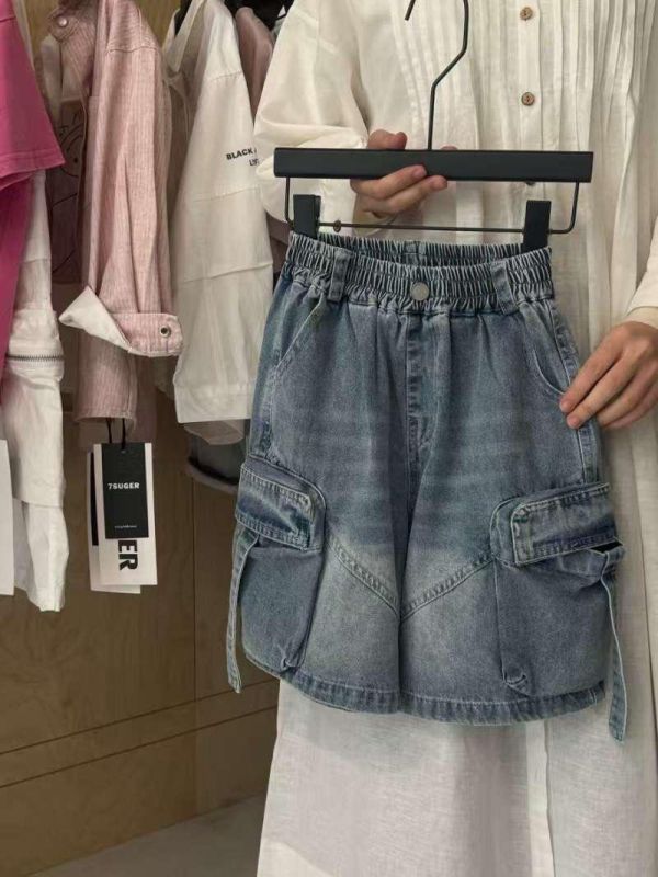 個性刷色挺磅工裝牛仔六分褲 