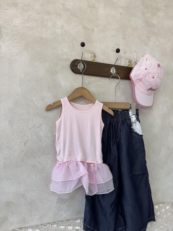 設計感！芭蕾舞拼接荷葉邊背心 (荷葉邊可拆) 