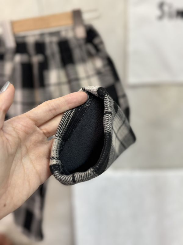 男女同款！日系毛呢格紋薄絨長褲 