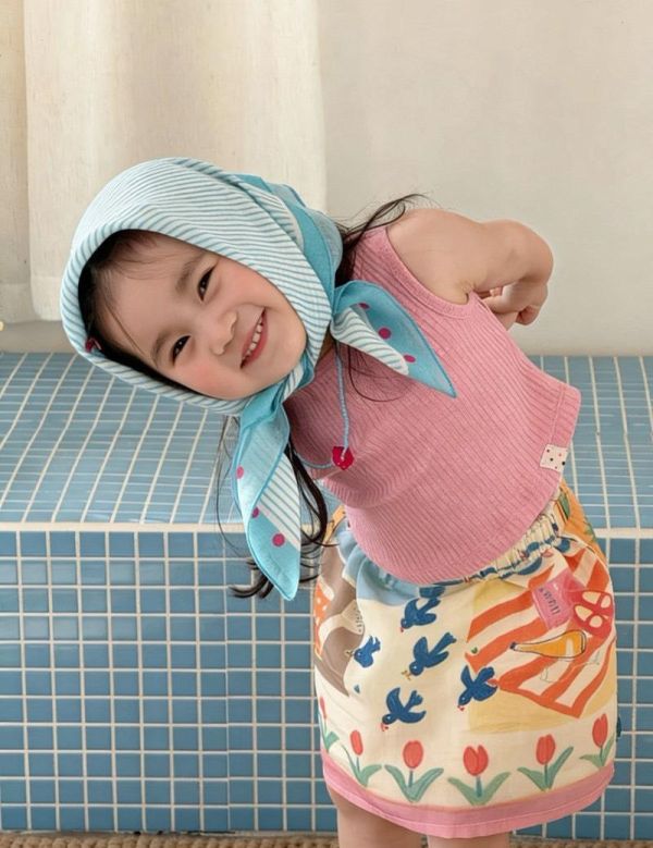 戀愛粉紅繽紛標下擺圓弧背心 