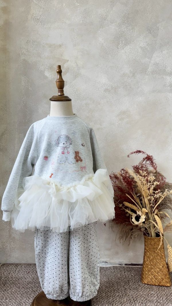 夢幻狗狗三層超軟紗拼接上衣 