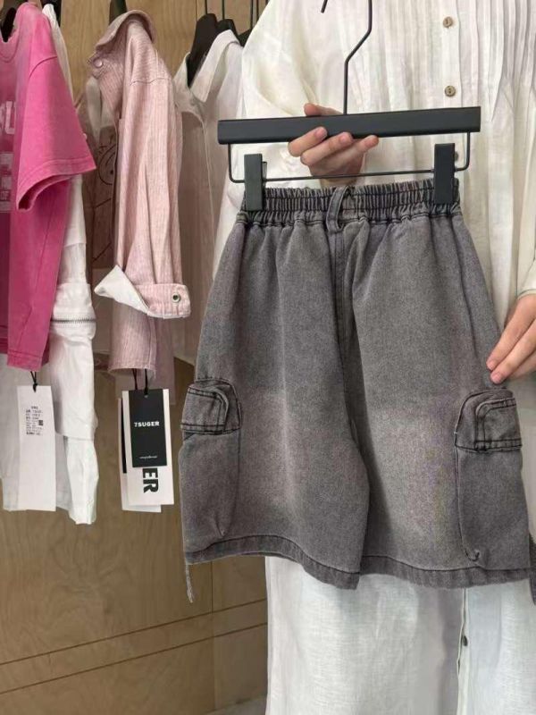 個性刷色挺磅工裝牛仔六分褲 