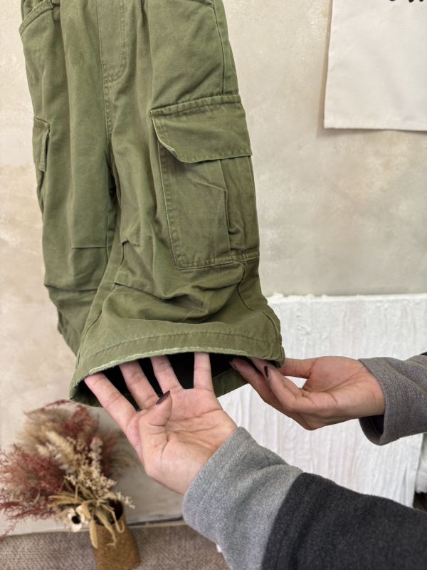 軍綠工裝長褲 