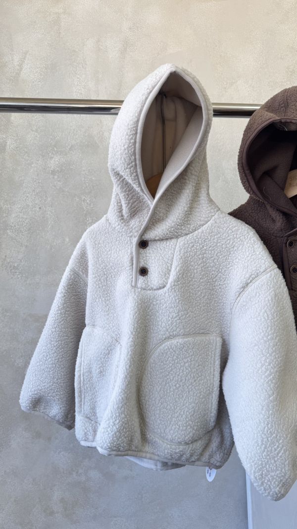 日系簡約剪裁毛圈連帽上衣 