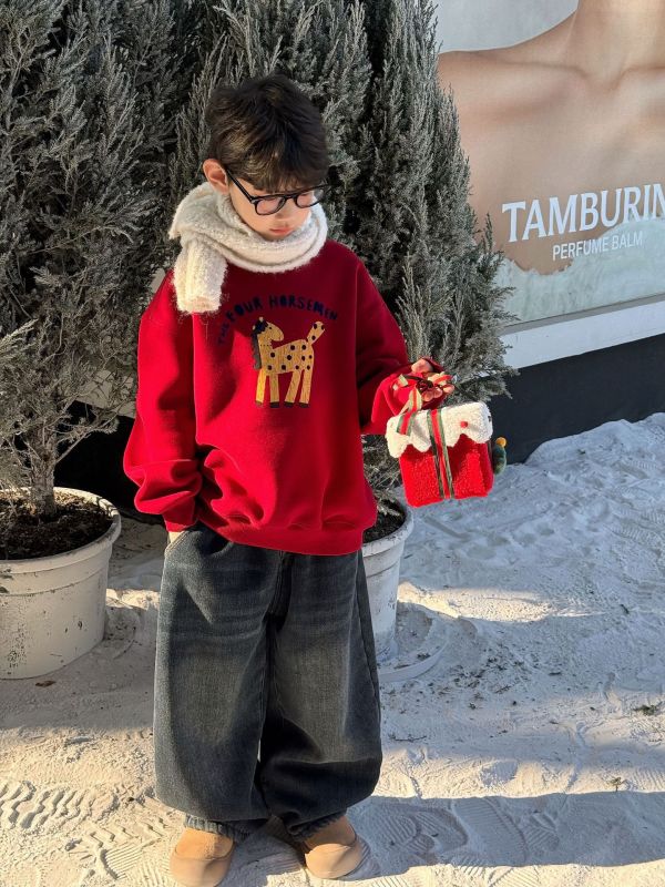 馬年主題紅色大學T 