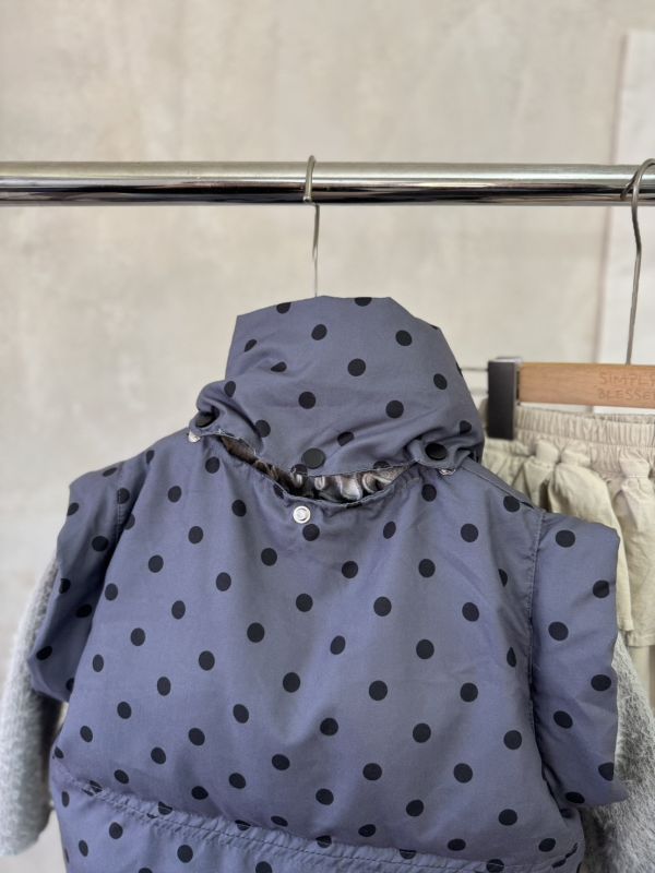 (圍巾可拆卸)日系波點全鋪棉保暖背心 