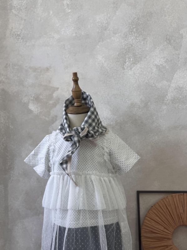 兩件套！絕美層次點點罩衫裙刺繡短T套裝 