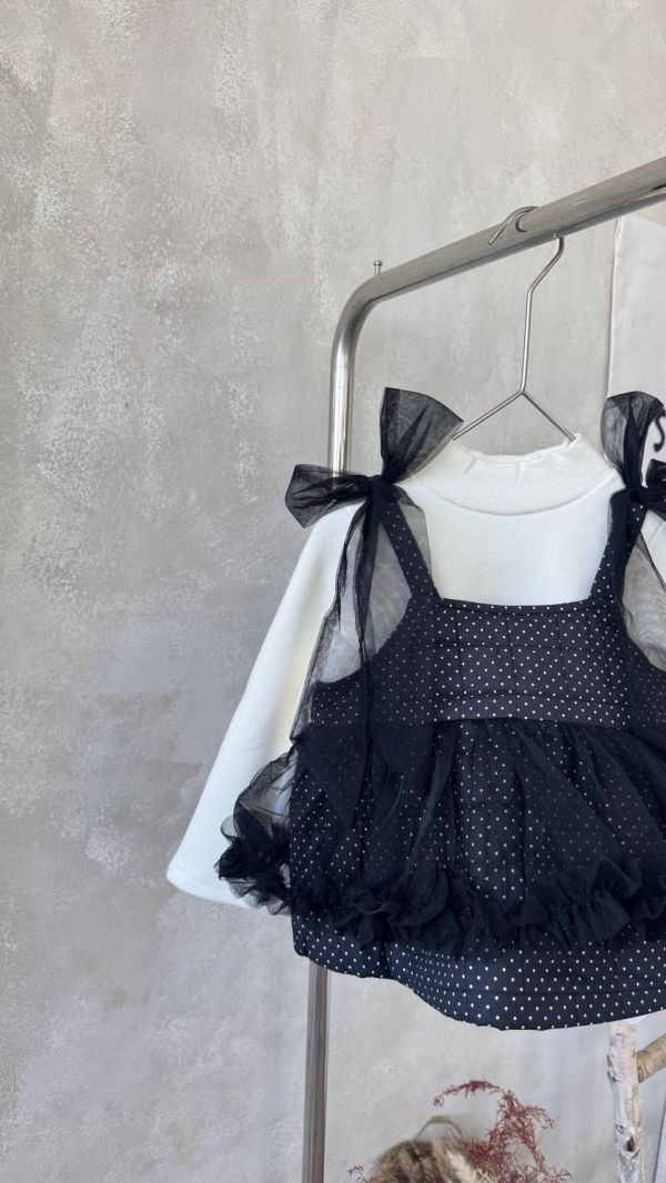 兩件套！點點拼紗背心罩衫刷毛內搭套裝 