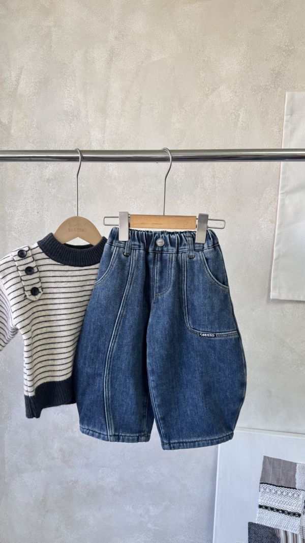 中性彎刀牛仔加絨長褲(版型偏小可帶大) 