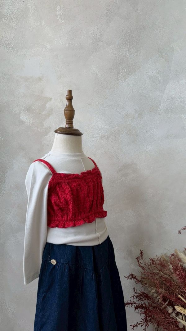 兩件套！肌理感疊搭背心內搭壓線長袖上衣(配色超好看) 