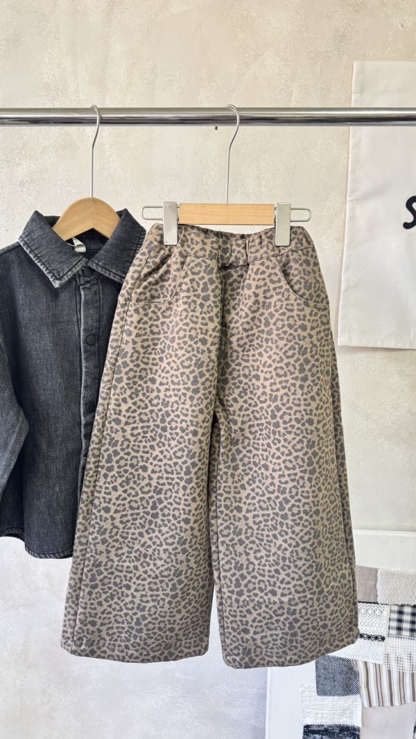 豹紋加絨直筒褲(版偏大) 