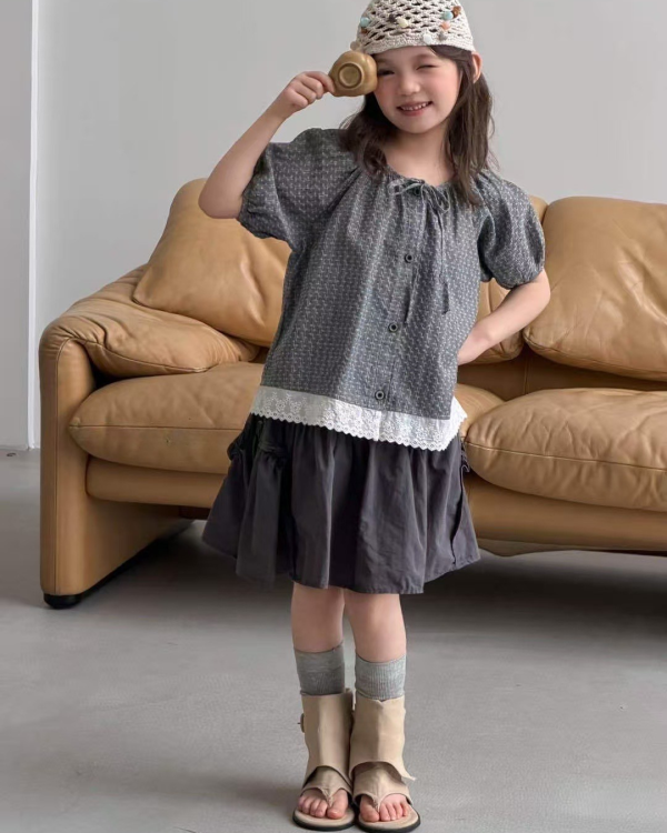 灰色系綁帶芭蕾風短裙(內襯有短褲) 