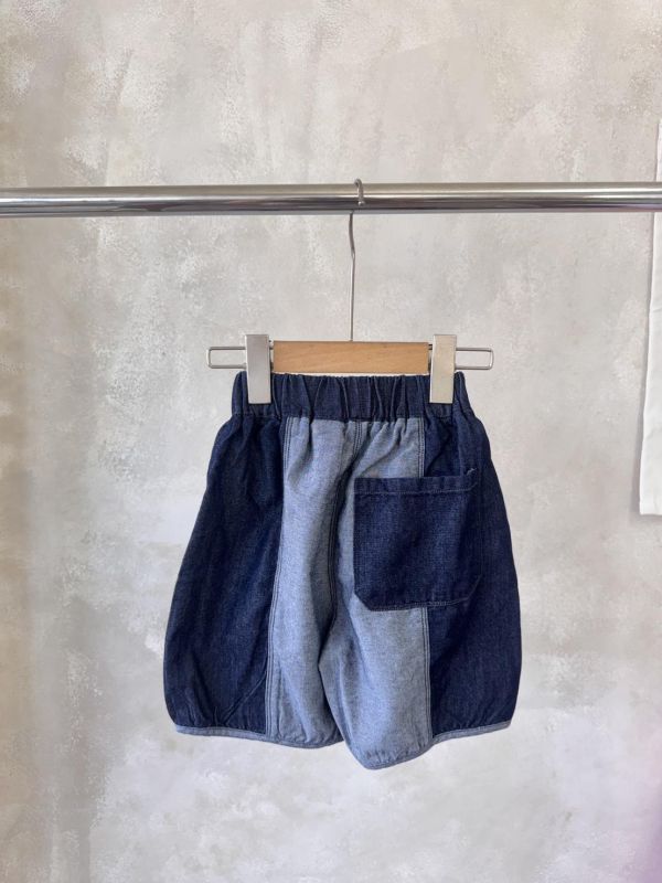 中性設計撞色拼接牛仔褲 