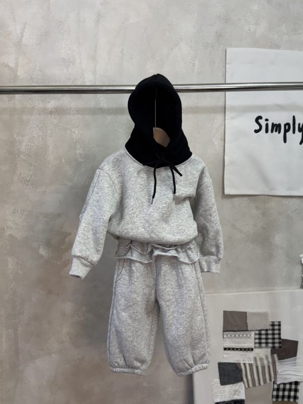 撞色連帽大學T/荷葉邊長褲休閒刷毛套裝 