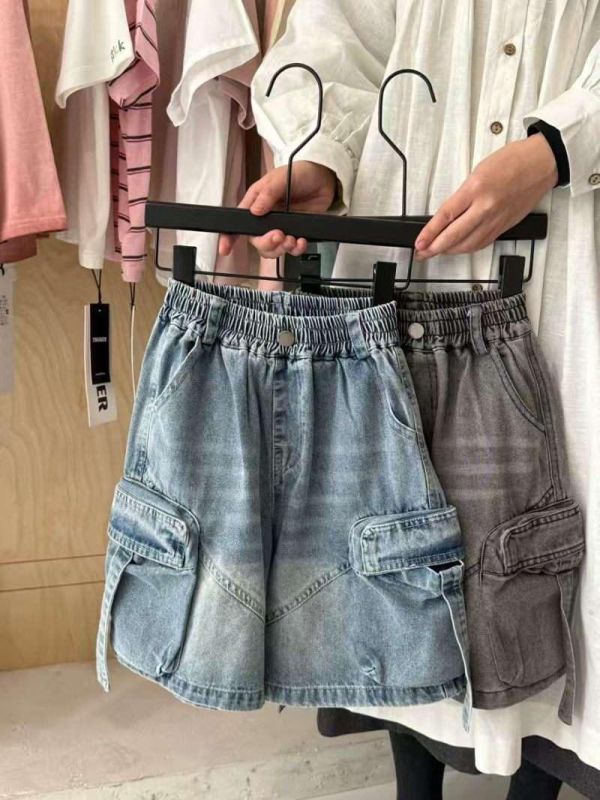 個性刷色挺磅工裝牛仔六分褲 