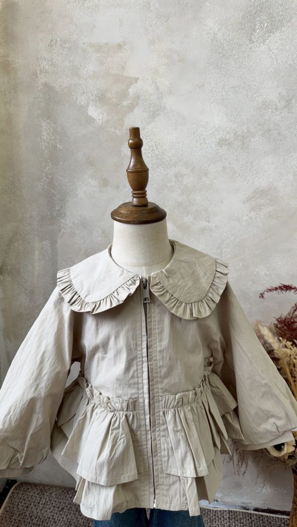 雙層荷葉邊翻領外套 