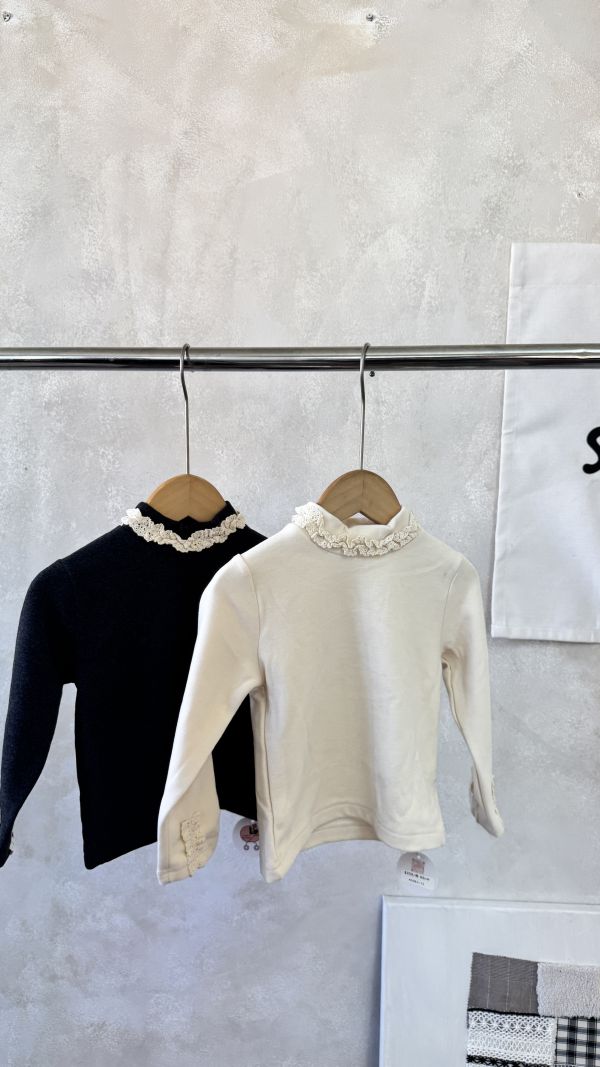 蕾絲花邊磨毛內搭貼身上衣 