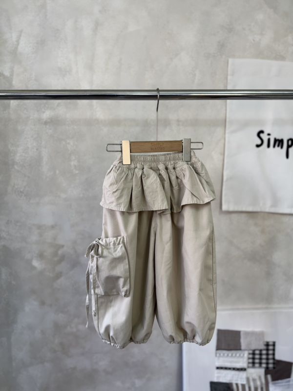 甜酷荷葉邊綁帶工裝長褲 