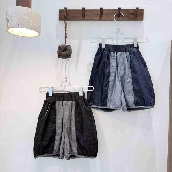 中性設計撞色拼接牛仔褲 