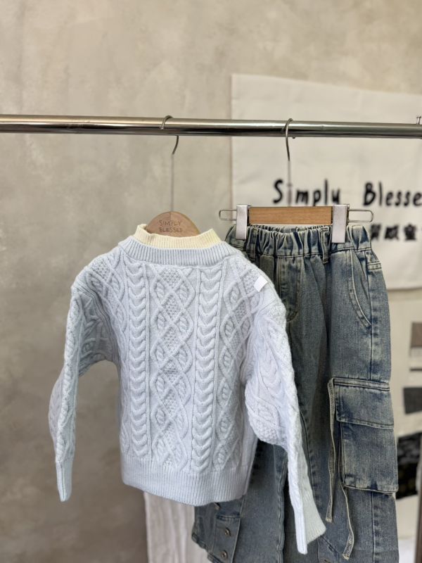 質感假兩件麻花蝴蝶結針織上衣 