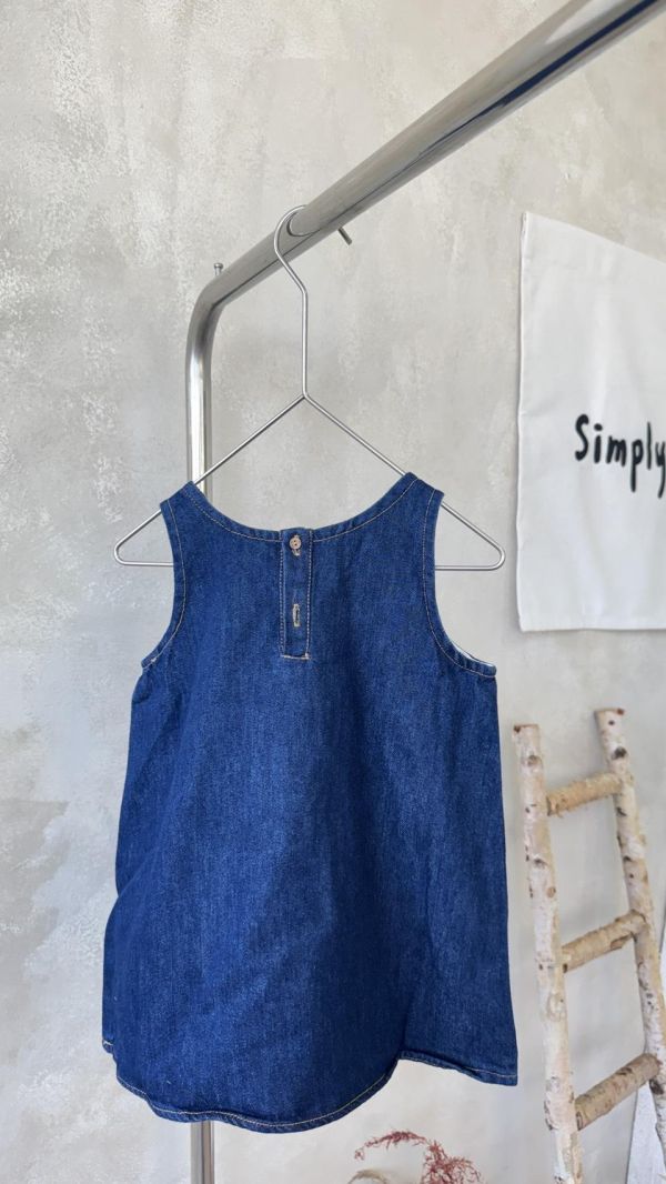 刺繡外縫線牛仔背心連身短裙 