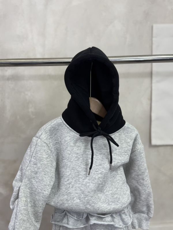 撞色連帽大學T/荷葉邊長褲休閒刷毛套裝 