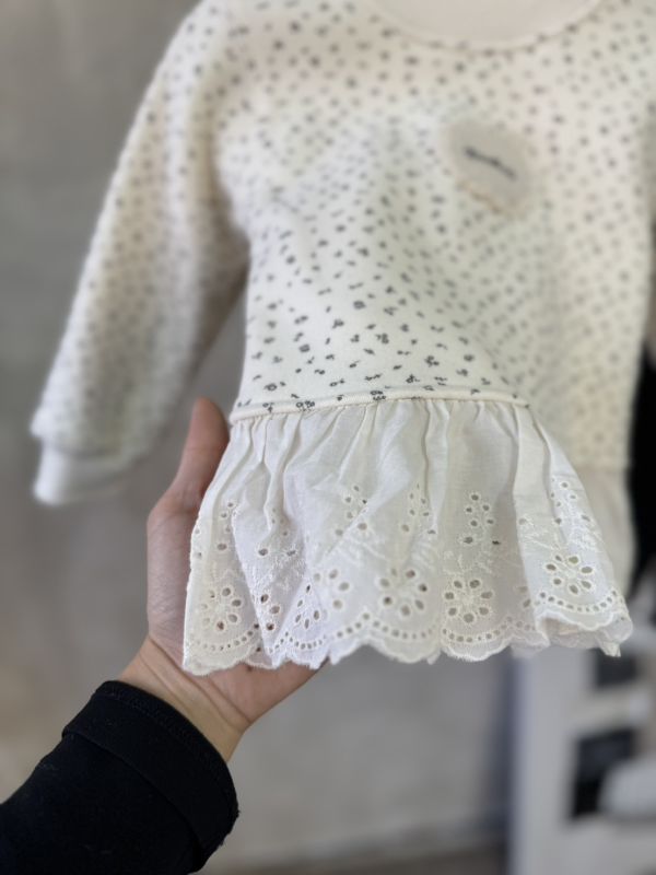 碎花薄絨花邊上衣 