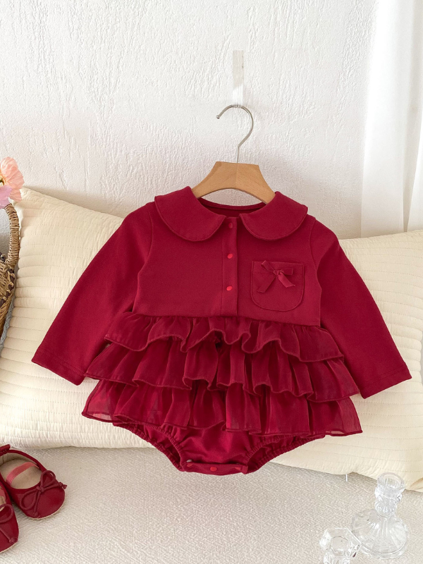 長輩會愛的！紅紅蝴蝶結蛋糕包屁裙 