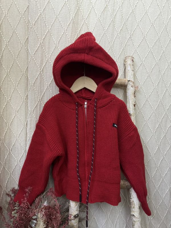 耀眼紅針織連帽外套 