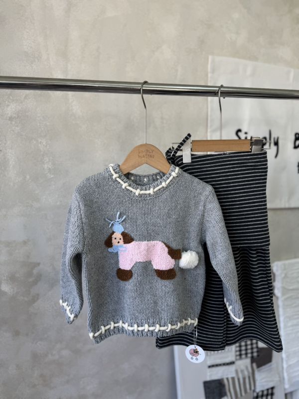 超可愛！臘腸狗狗針織滾邊上衣 