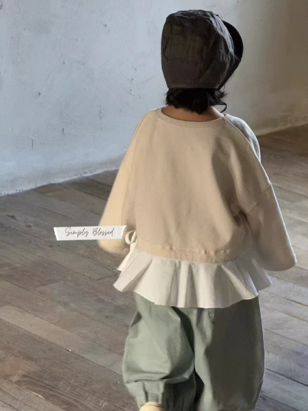 拼接浪漫小樹抽繩大學T 
