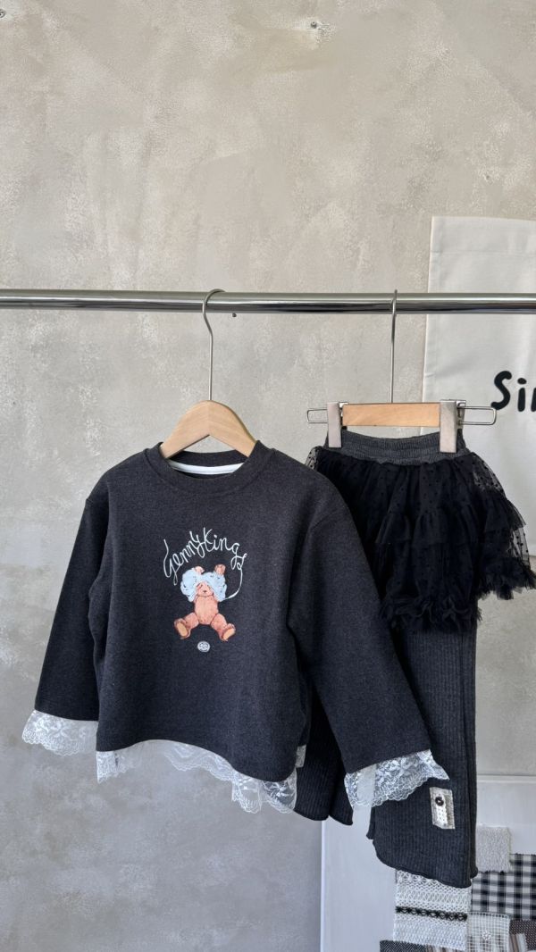 夢幻拼接紗襯裙貼腿刷毛加厚喇叭長褲 