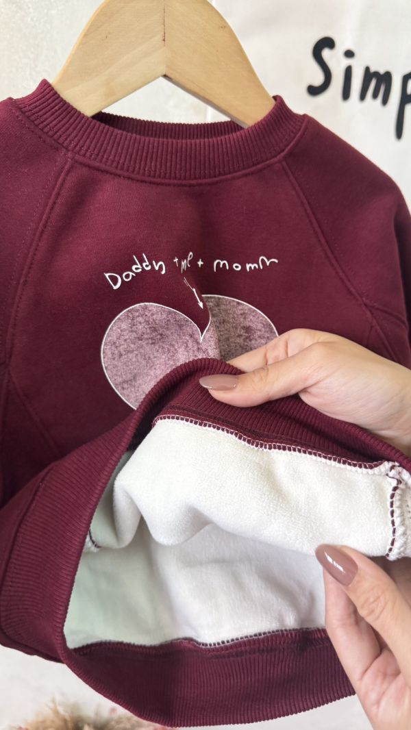 愛心一家人塗鴉刷毛上衣(版型偏小可帶大) 