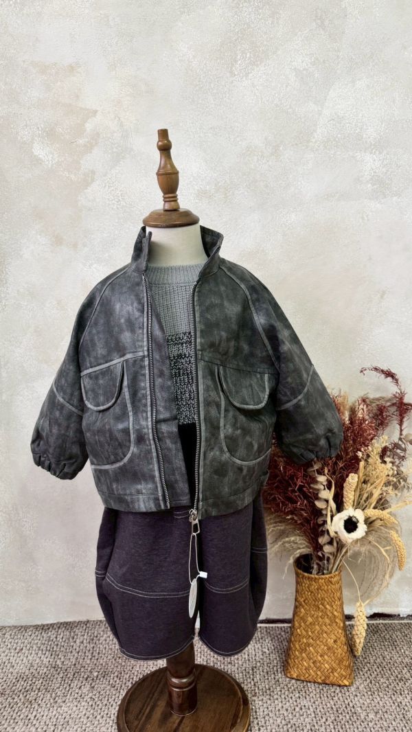 灰紫調特色縫線彎刀棉長褲(偏短可帶大) 