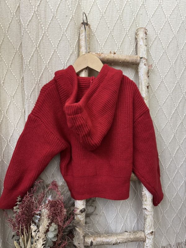 耀眼紅針織連帽外套 